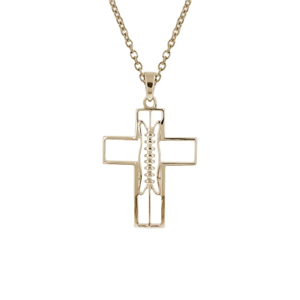 Mini Gridiron Football Cross Necklace | Gold