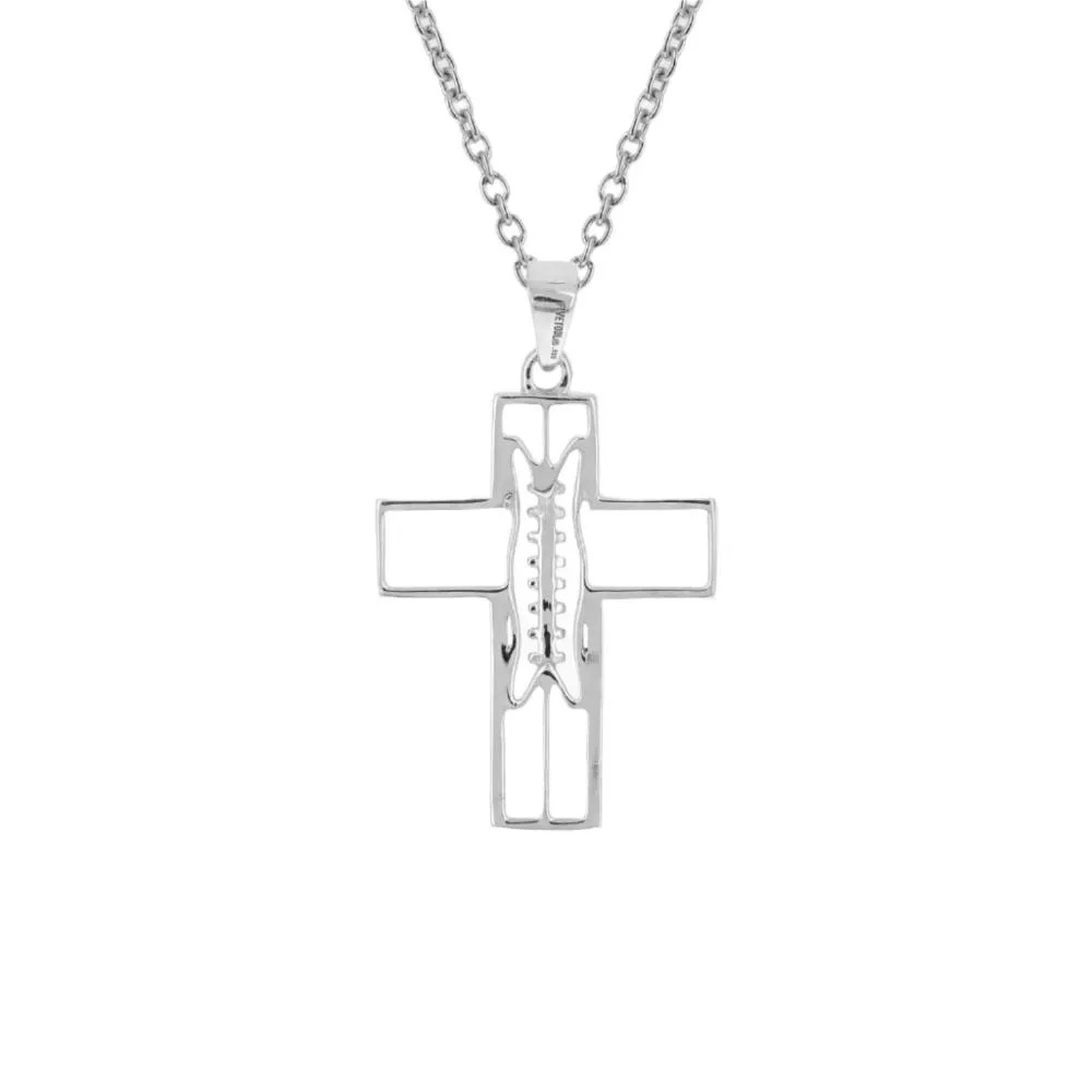 Mini Gridiron Football Cross Necklace | Gold