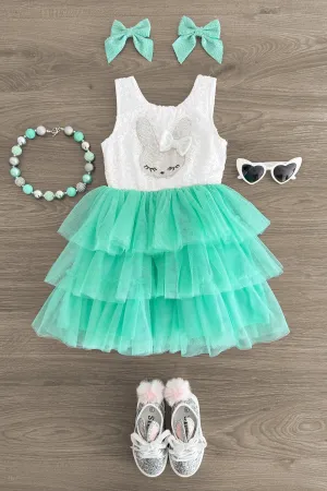 Mint Sequin Bunny Tutu Dress