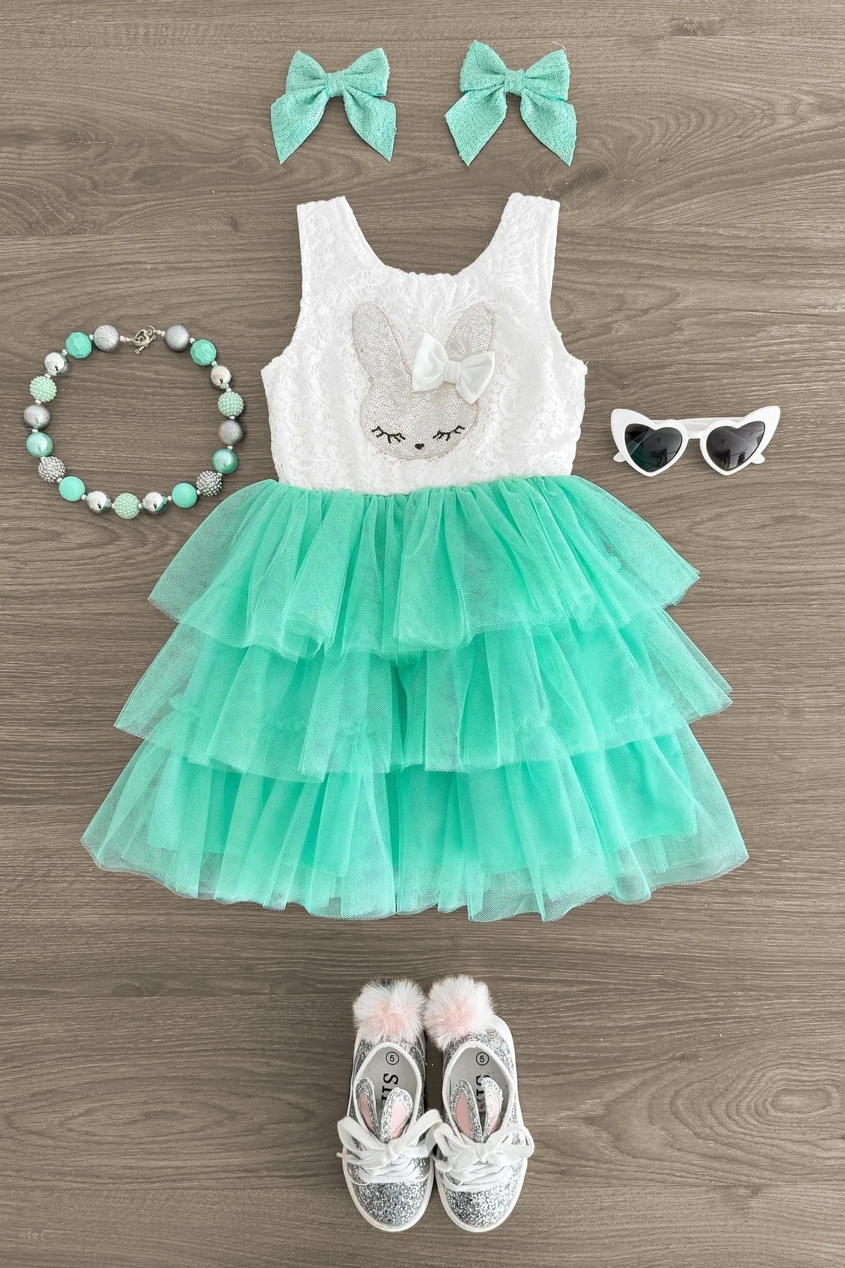 Mint Sequin Bunny Tutu Dress