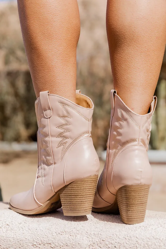 Morgan Nude Ankle Cowboy Booties FINAL SALE