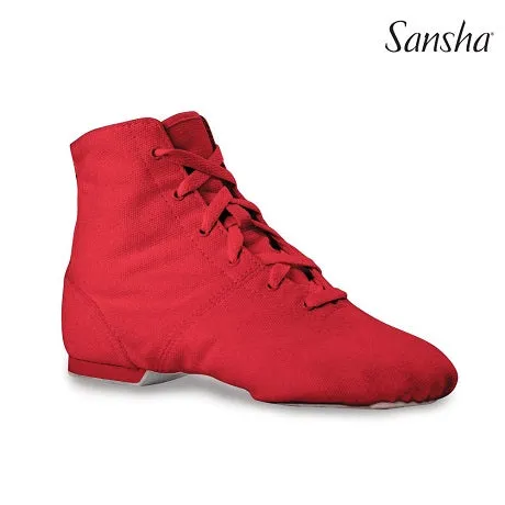 Moses -- Canvas Split Sole Jazz Boot, Suede Sole -- Red