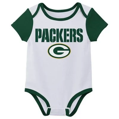 New - NFL Green Bay Packers Infant Boys' AOP 3pk Bodysuit - 12M