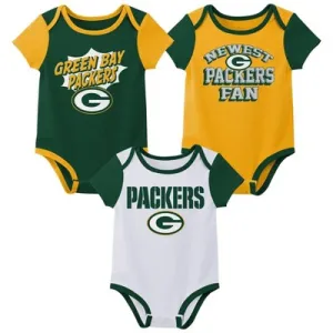 New - NFL Green Bay Packers Infant Boys' AOP 3pk Bodysuit - 12M