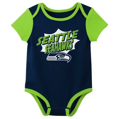 NFL Seattle Seahawks Infant Boys' AOP 3pk Bodysuit - 3-6M