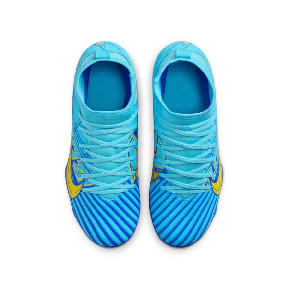 Nike Junior Zoom Superfly 9 Club KM FG FIRM Ground Cleats - Baltic Blue/ White