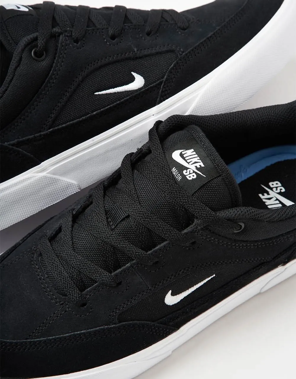 Nike SB Malor Skate Shoes - Black/White-Black-White