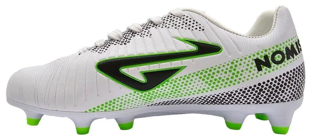 NOMIS Prodigy 2.0 FG Football Boots - White/Black/Green - Shoe - Adult