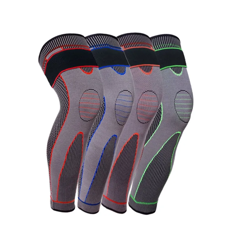 Nylon Knitted Riding Sports Extended Knee Pads, Size: XL(Green Pressurized)