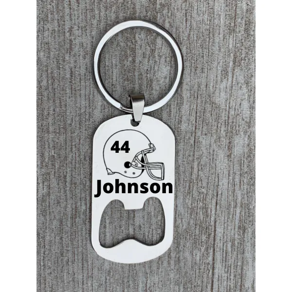 Personalized Engraved Football Bottle Opener Keychain