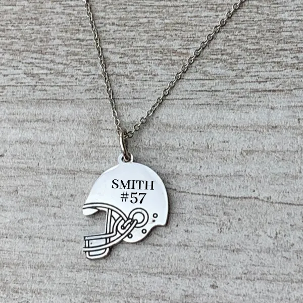 Personalized Engraved Football Helmet Necklace