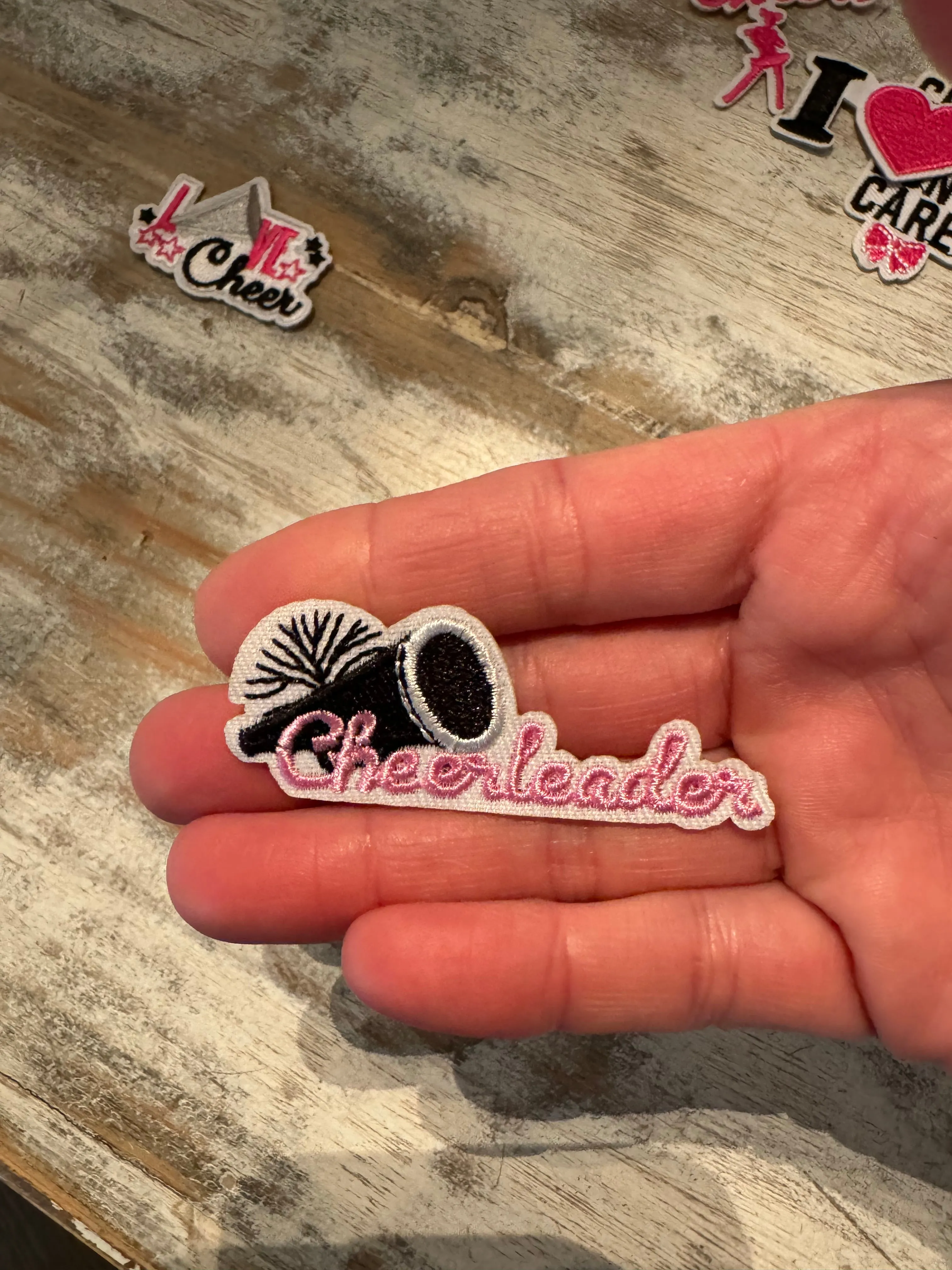 Pink Cheer Themed Iron On Patches