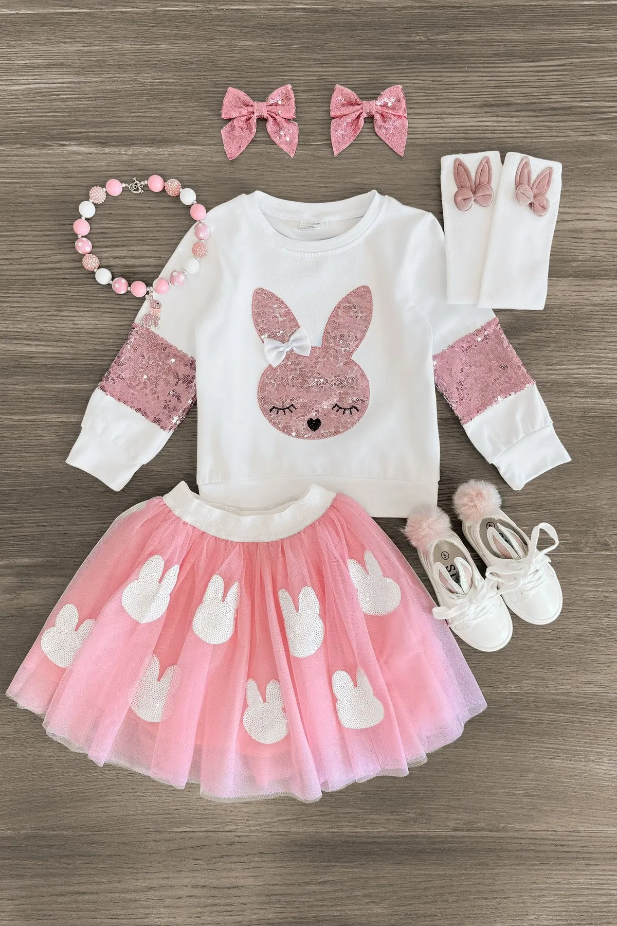 Pink Sequin Bunny Tutu Skirt