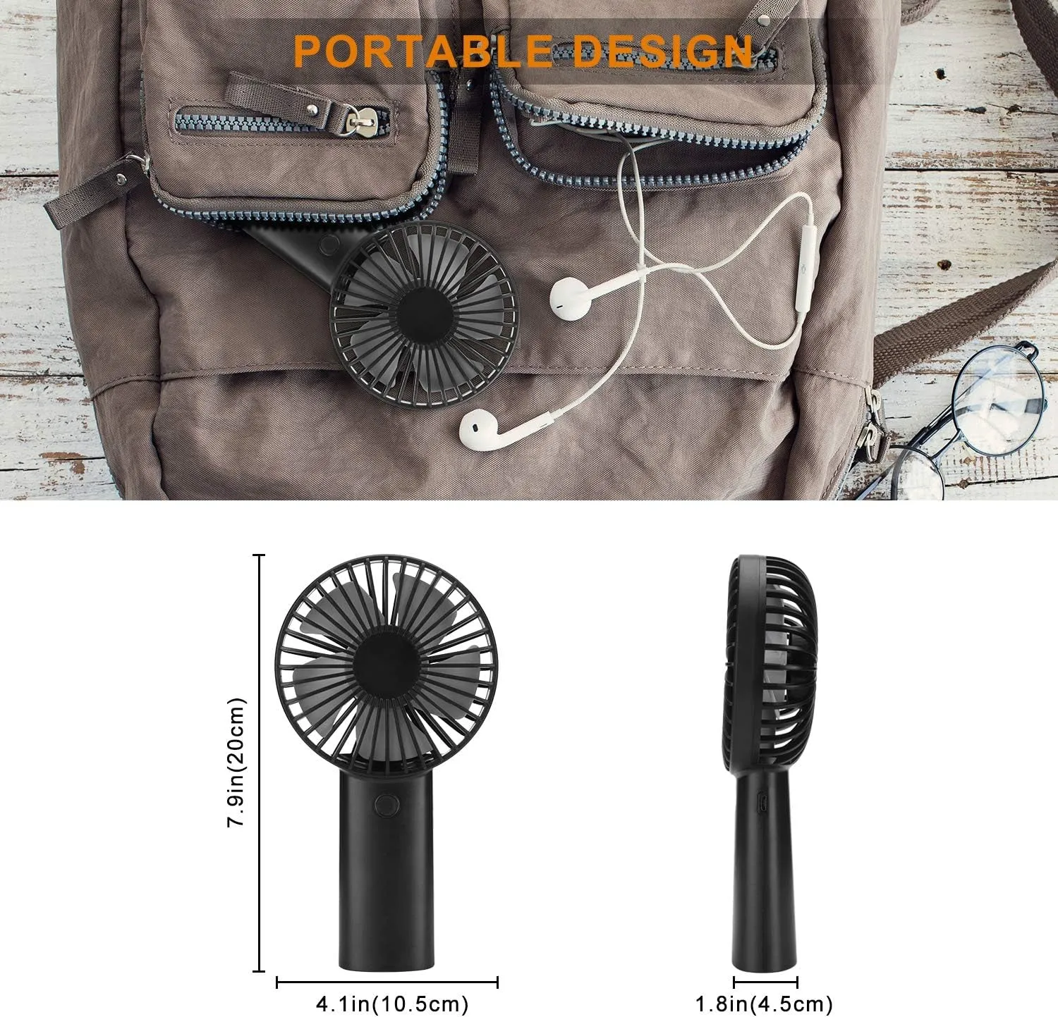 Portable Handheld Fan, 4000Mah Battery Operated Rechargeable Personal Fan, 6-15 Hours Working Time for Outdoor Activities, Summer Gift for Men Women