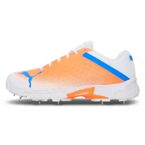 Puma 22.2 White Bluemazing Neon Citrus Cricket Metal Spike Shoes