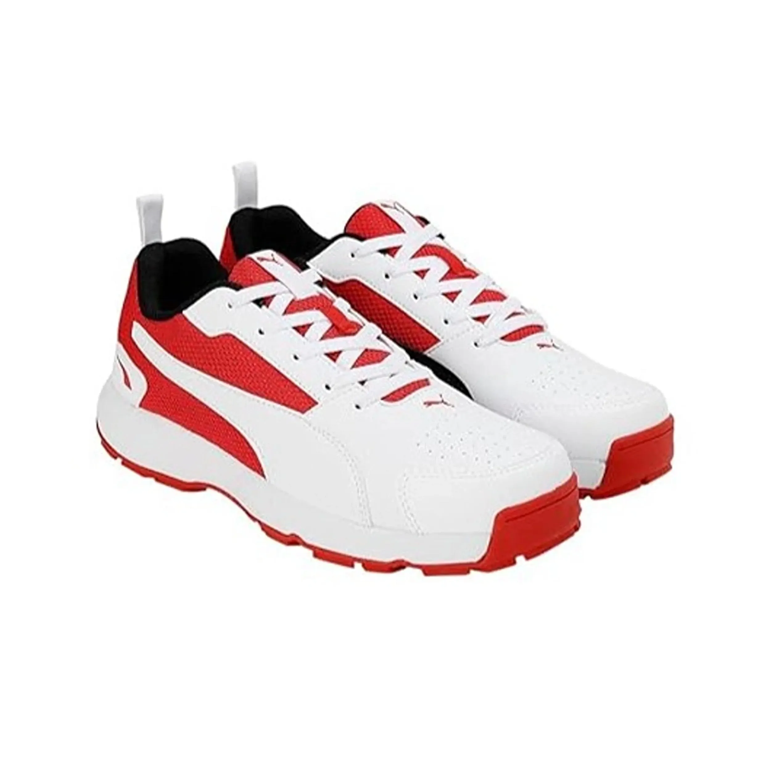 Puma Cricket Men's Highrun Cricket Shoes White-Burnt/Red-Black - 10780602