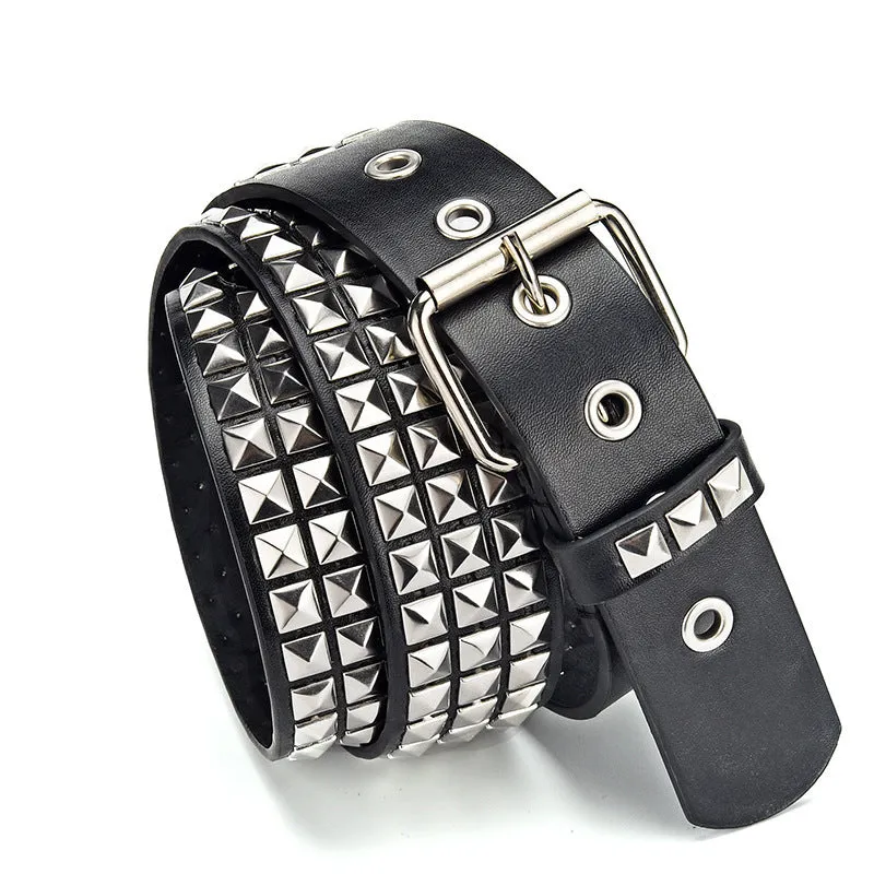 Punk Belt Pyramid Rivet Belt with Catch Beads