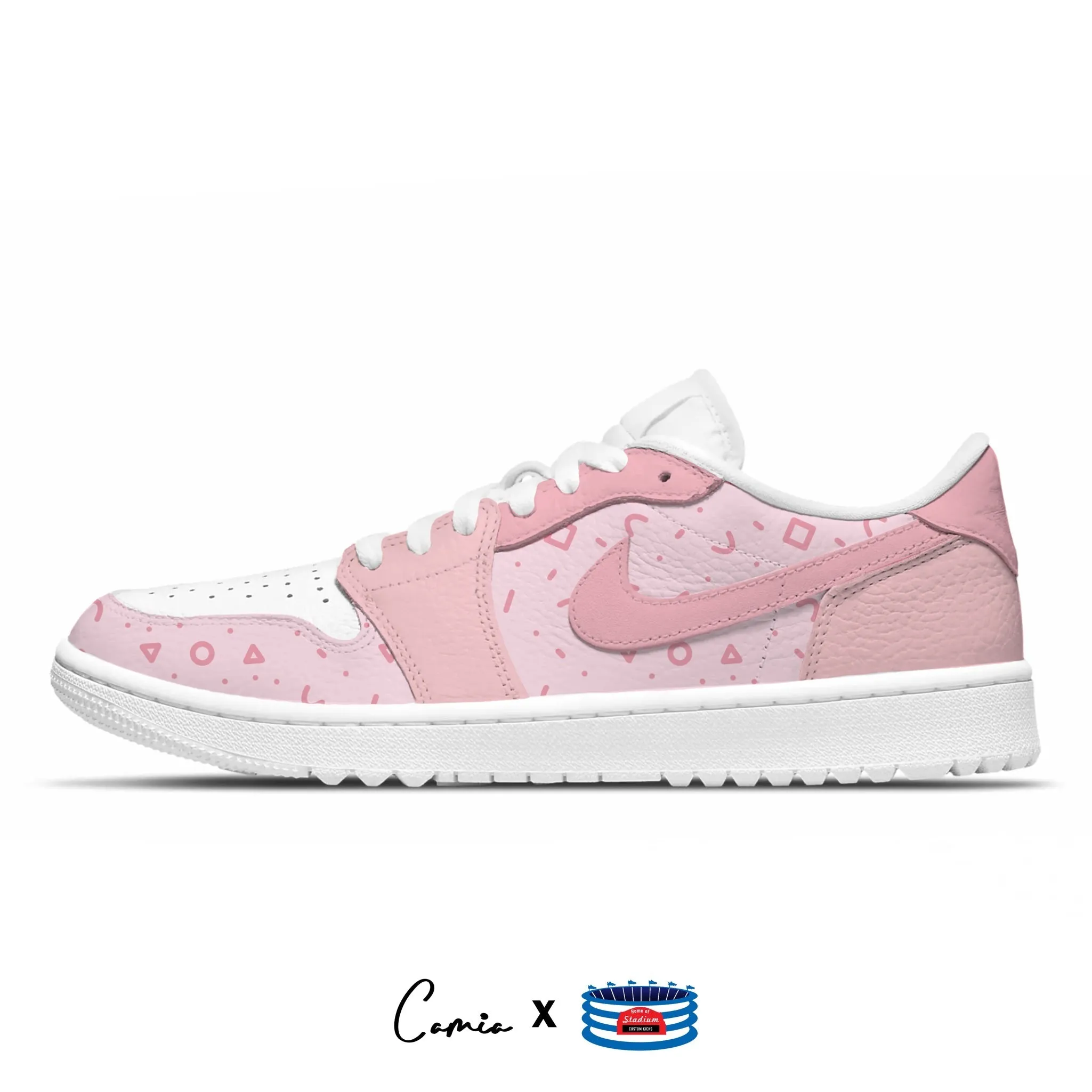 "Pastel Pink" Jordan 1 Golf Shoes by Stadium Custom Kicks