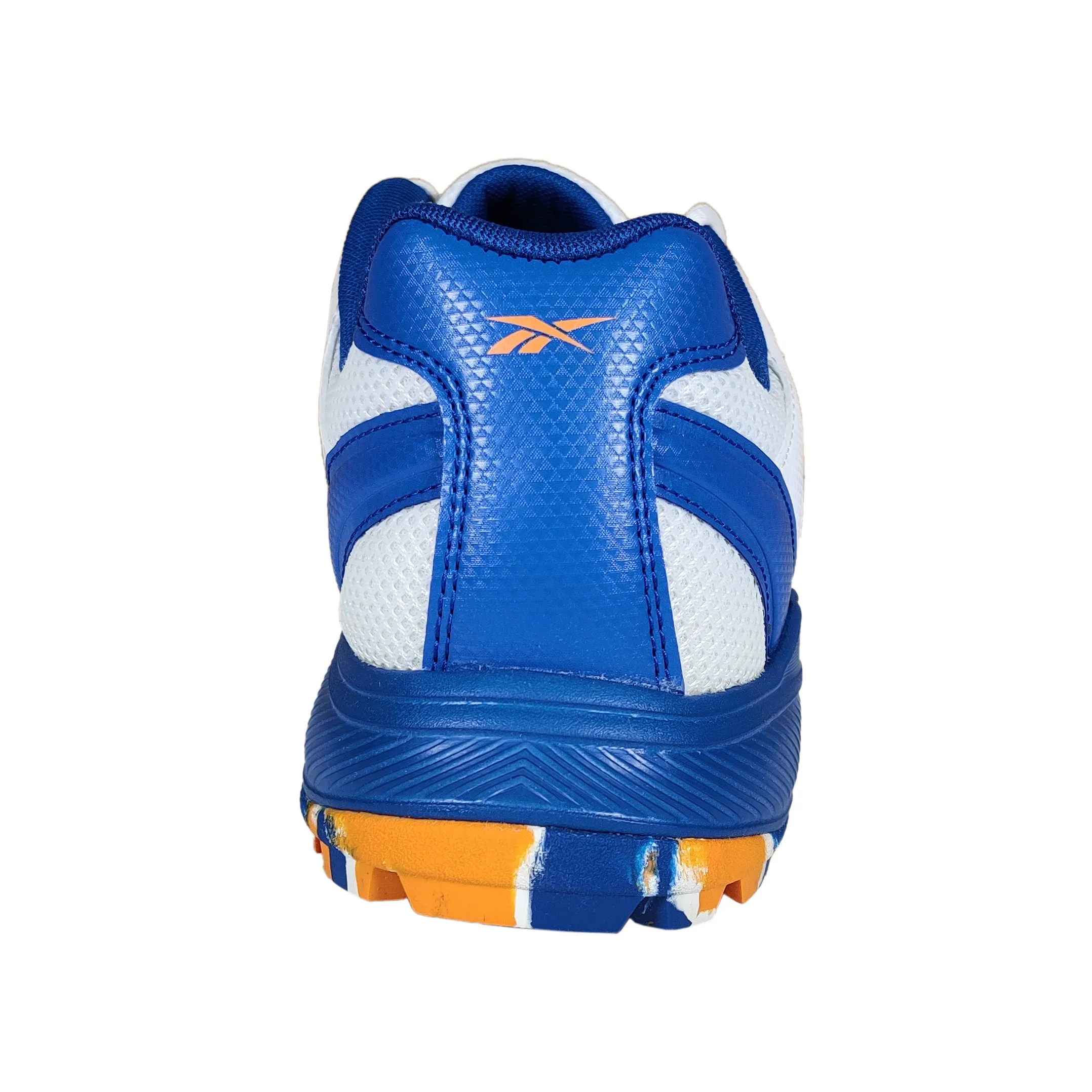 Reebok Re-volve Tech Cricket Shoe, White/Shocking Orange/Vector Blue