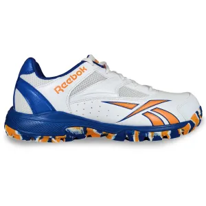 Reebok Re-volve Tech Cricket Shoe, White/Shocking Orange/Vector Blue