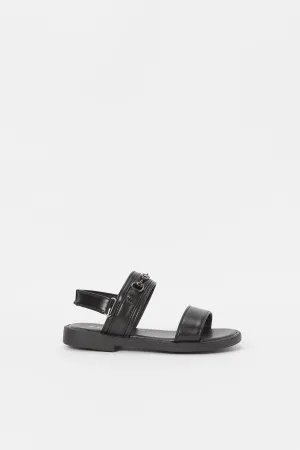 Senior Boys Black Sandal With Backstrap