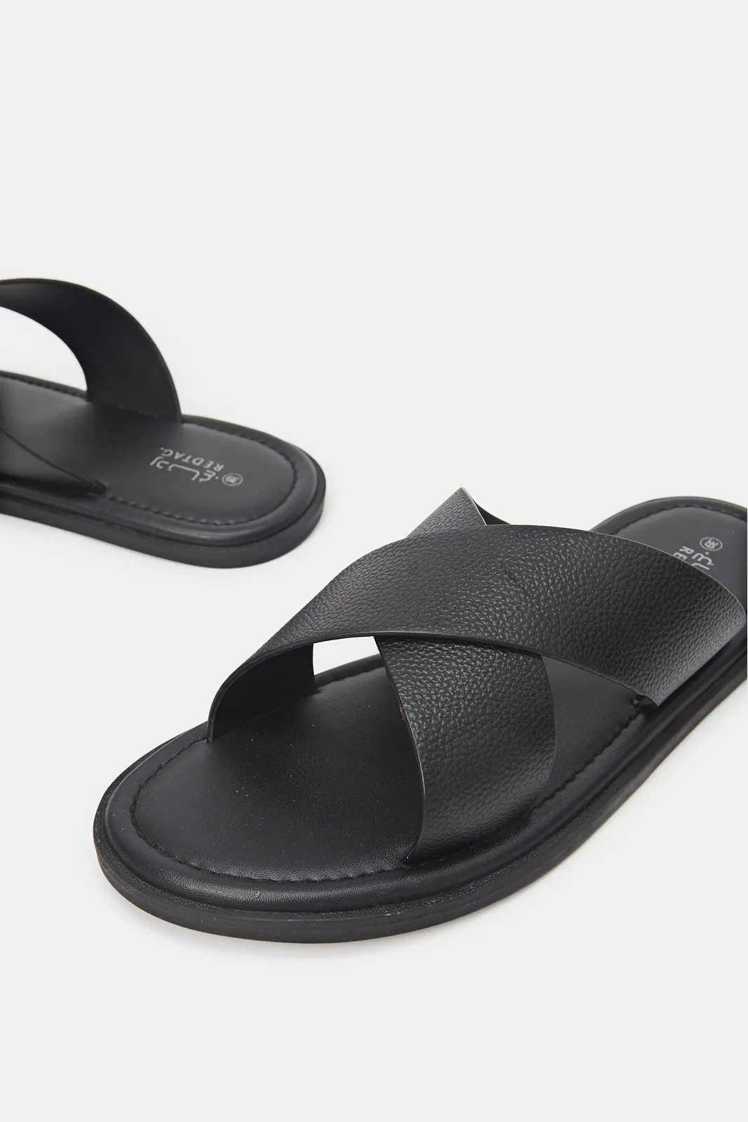 Senior Boys Black Textured Slides