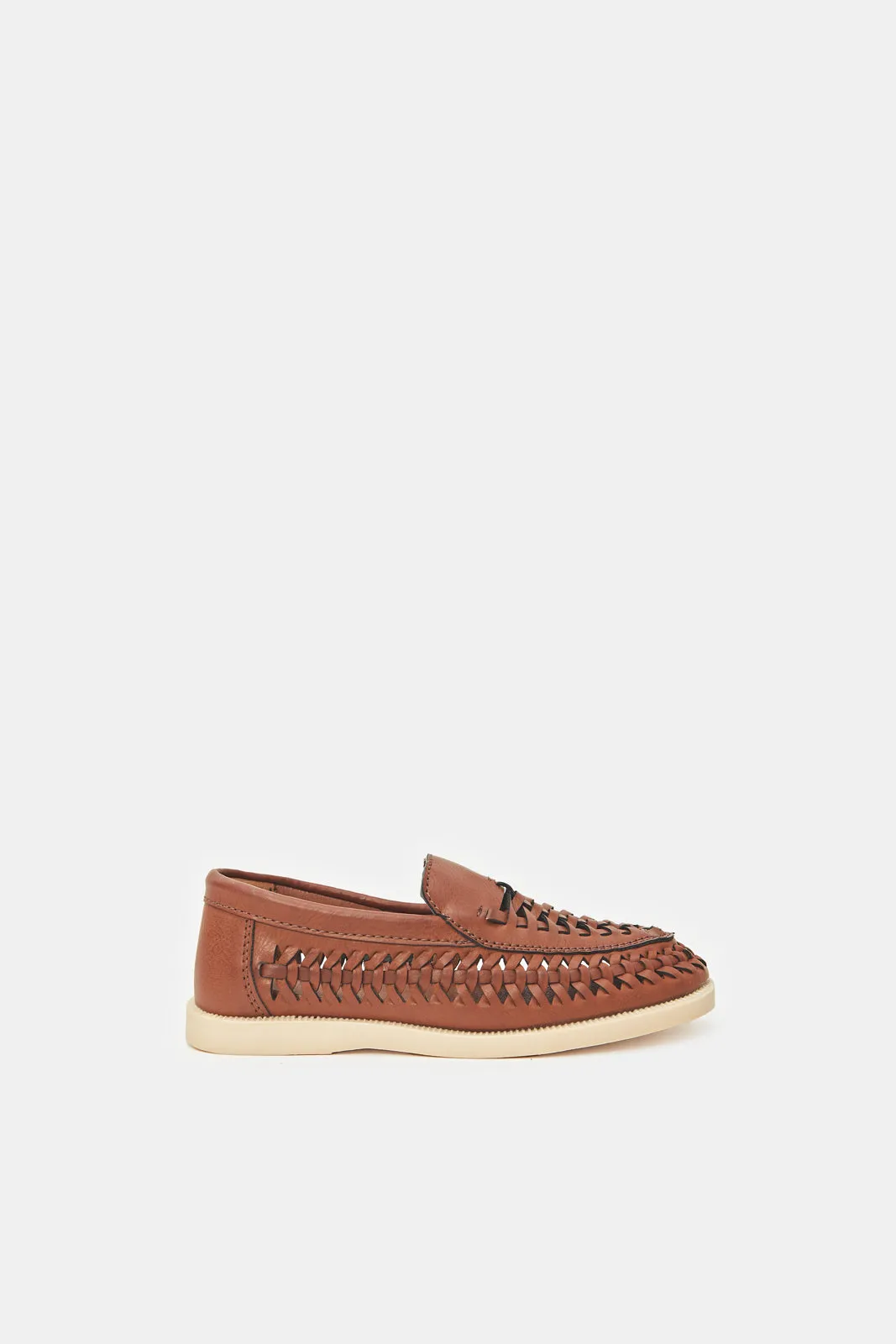 Senior Boys Brown Woven Loafer