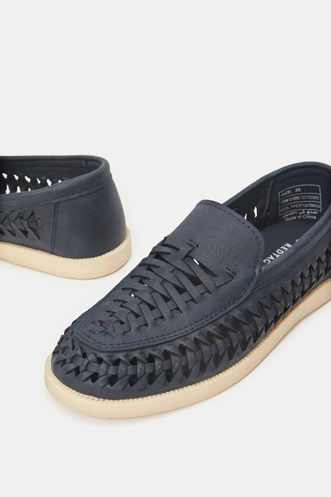 Senior Boys Navy Woven Loafer