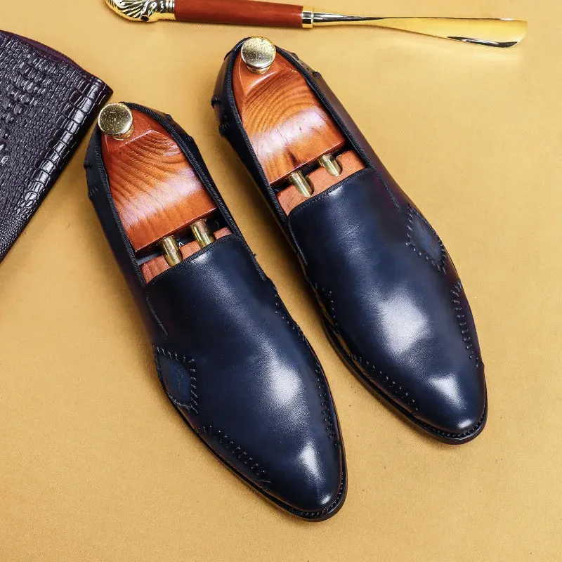 Shiny Genuine Leather Slip-On Loafers