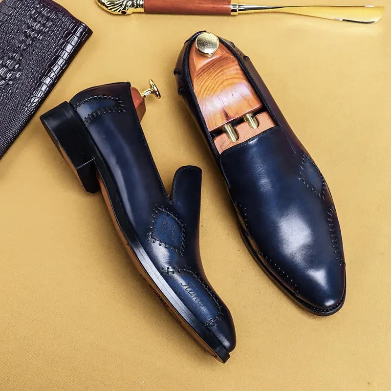 Shiny Genuine Leather Slip-On Loafers