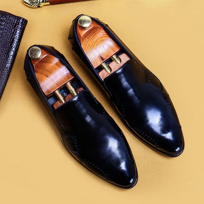 Shiny Genuine Leather Slip-On Loafers