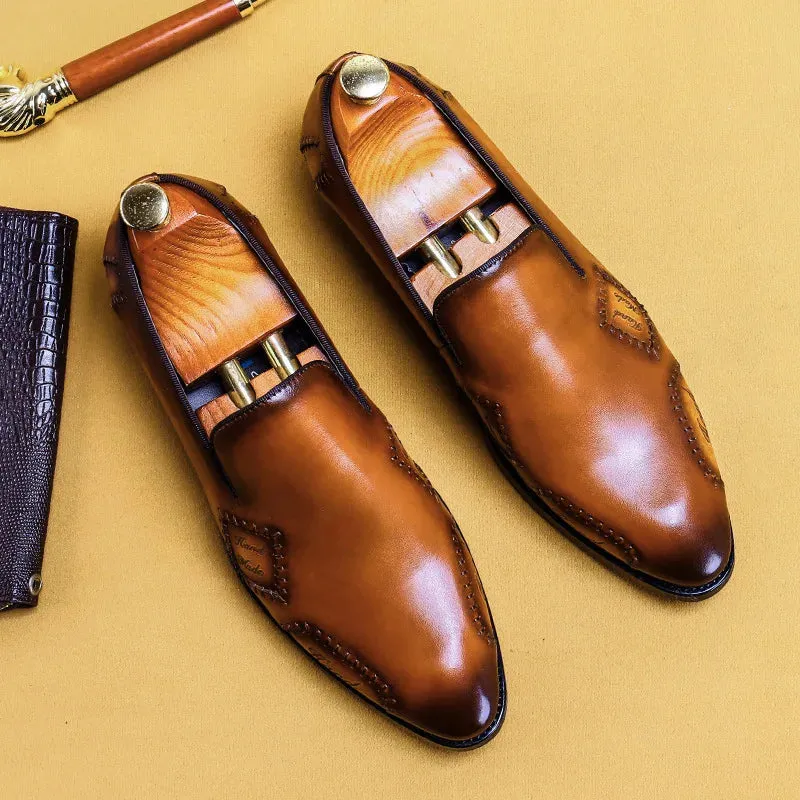 Shiny Genuine Leather Slip-On Loafers