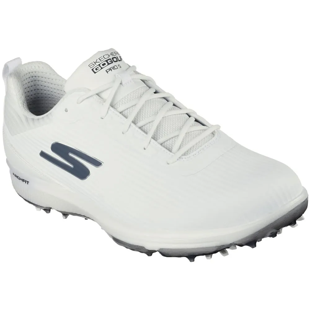 Skechers Go Golf Pro 5 Hyper Spiked Waterproof Shoes - White/Grey