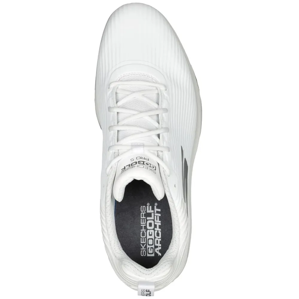 Skechers Go Golf Pro 5 Hyper Spiked Waterproof Shoes - White/Grey