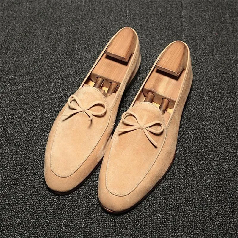 Small Bow Solid Suede Loafers Shoes