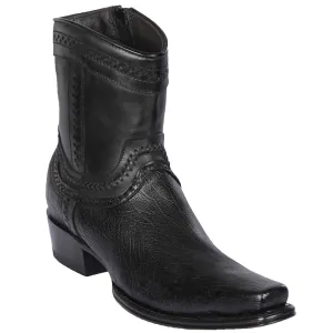 Smooth Ostrich Black Short Cowboy Boots