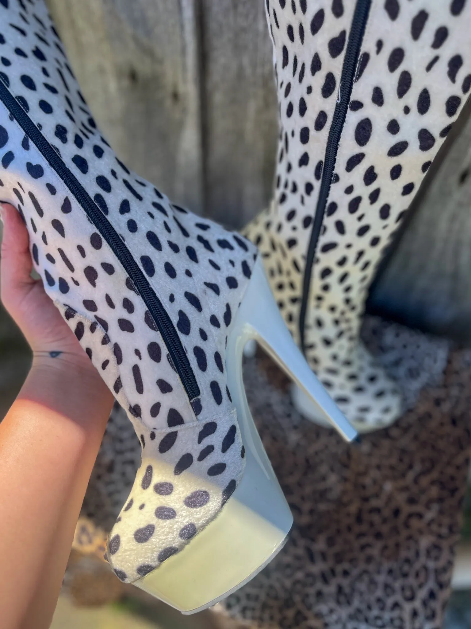 Snow Leopard Heeled Boots