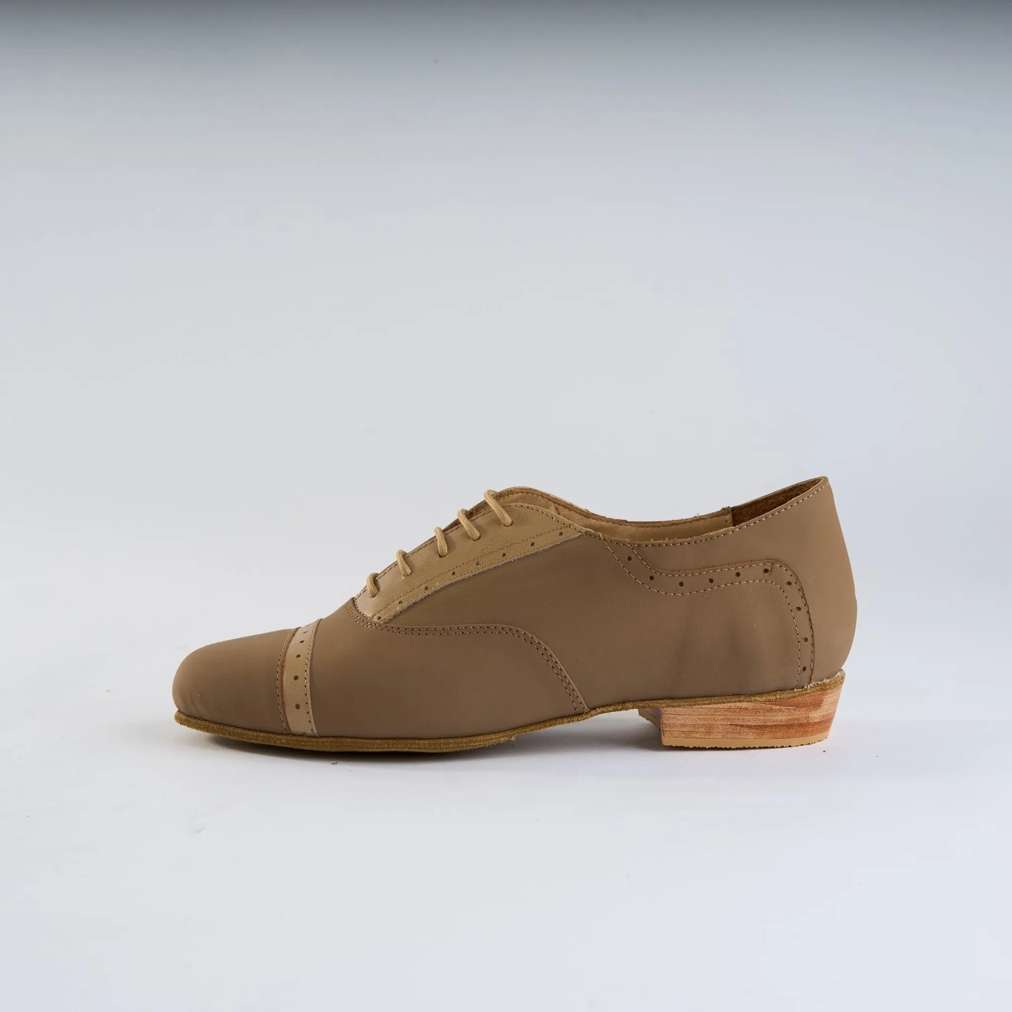 Soft Caramel and Beige Leather - Handmade Tango Shoes - Clasico 1077