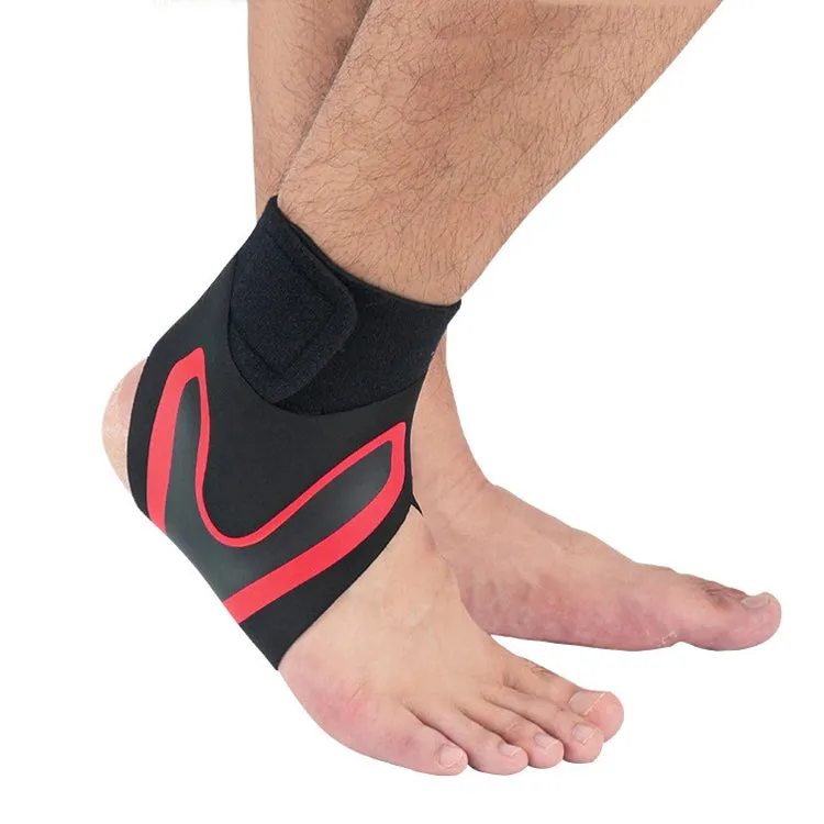 Sports Compression Anti-Sprain Ankle Guard Outdoor Basketball Football Climbing Protective Gear, Specification: L, Right Foot (Black Red)