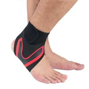 Sports Compression Anti-Sprain Ankle Guard Outdoor Basketball Football Climbing Protective Gear, Specification: L, Right Foot (Black Red)