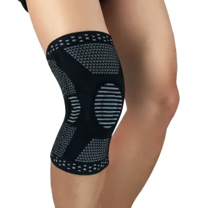 Sports Knee Pads Anti-Collision Support Compression Keep Warm Leg Sleeve Knitting Basketball Running Cycling Protective Gear, Size: L(Black Gray)