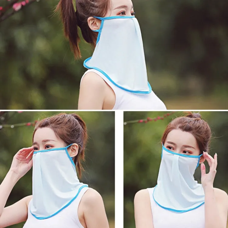 Summer Outdoor Ice Silk Sunshade Face Mask Sun-proof Equipment(Light Blue)