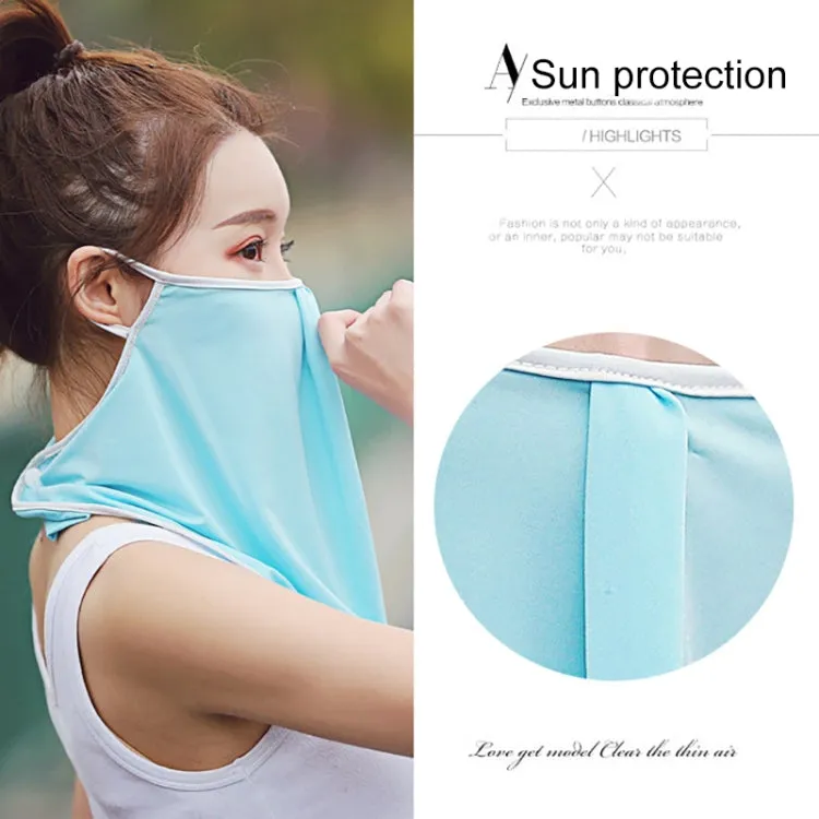 Summer Outdoor Ice Silk Sunshade Face Mask Sun-proof Equipment(Light Blue)