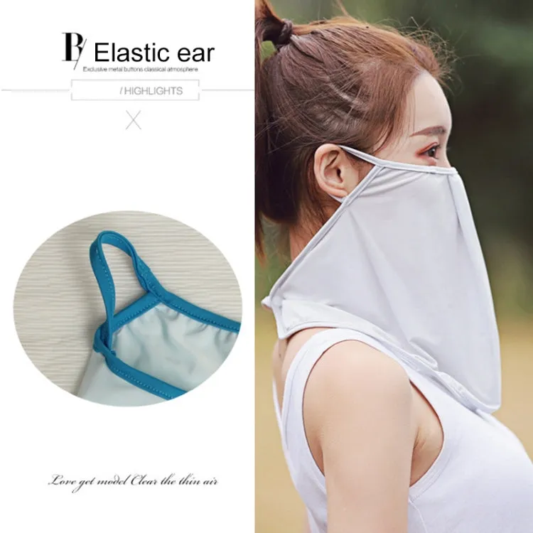 Summer Outdoor Ice Silk Sunshade Face Mask Sun-proof Equipment(Light Blue)