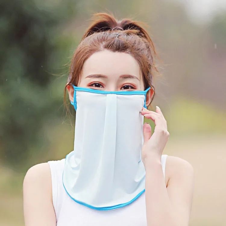 Summer Outdoor Ice Silk Sunshade Face Mask Sun-proof Equipment(Light Blue)