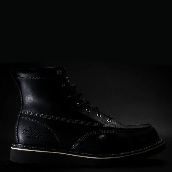 Thorogood Boots 814-6206 6" Midnight Series Black on Black Moc Toe American Heritage - Made In USA