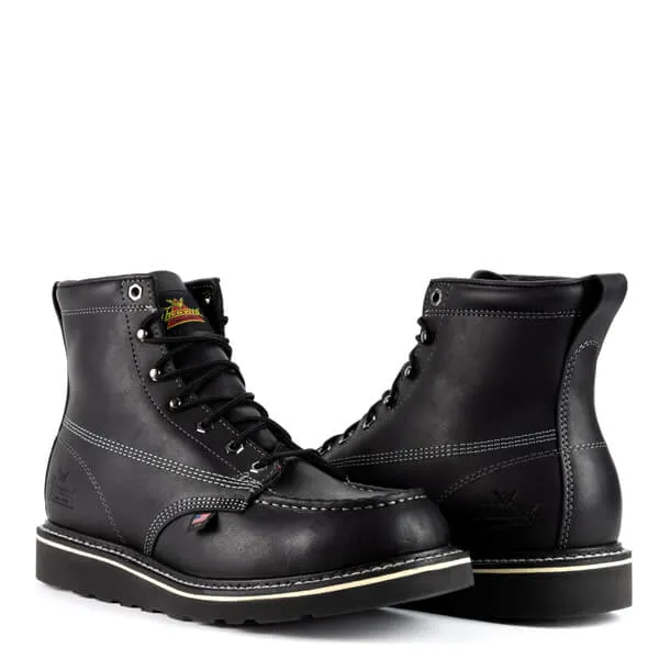 Thorogood Boots 814-6206 6" Midnight Series Black on Black Moc Toe American Heritage - Made In USA