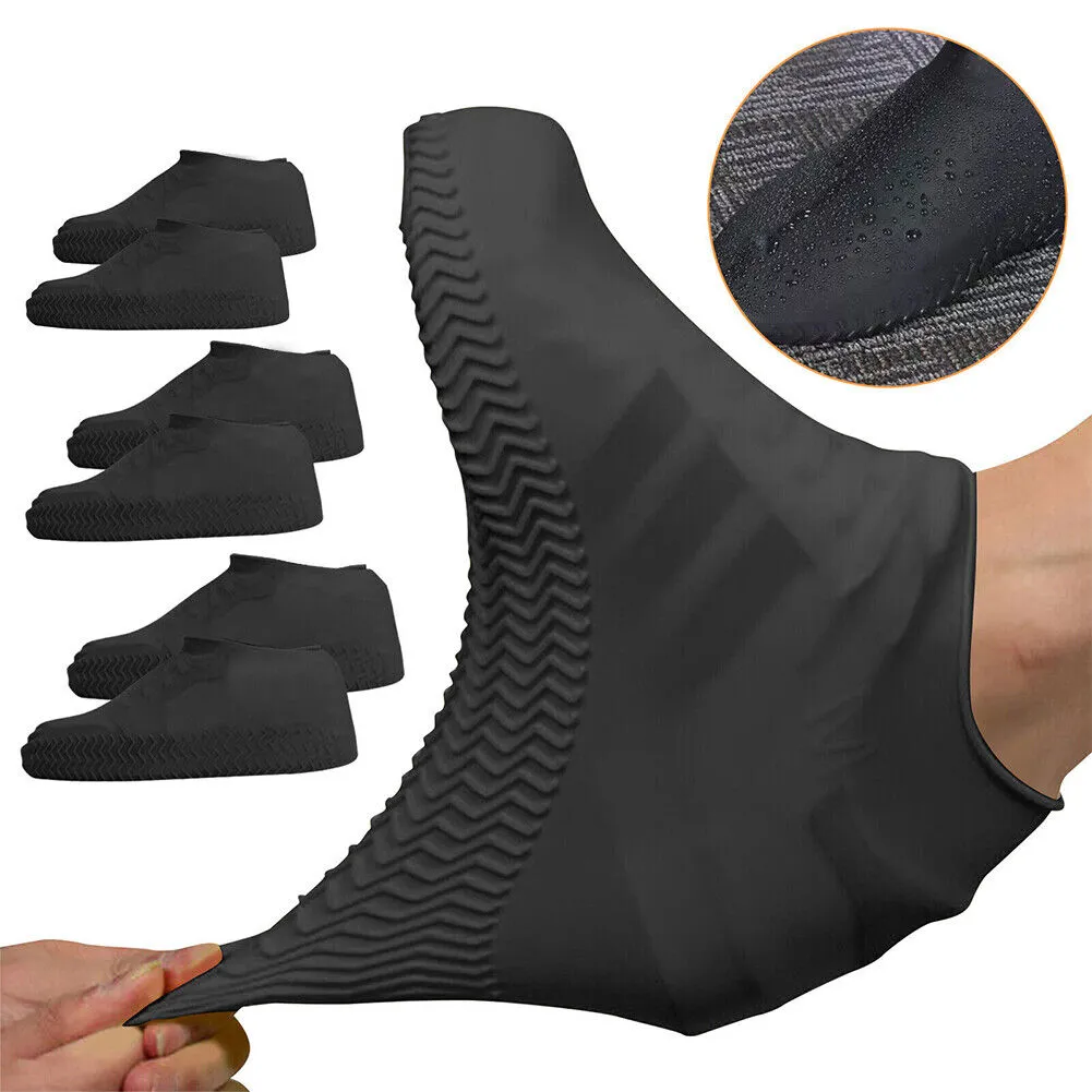 US 4-8 Pc Non-Slip Water Resistant Overshoes Silicone Rubber Rain Shoe Protector