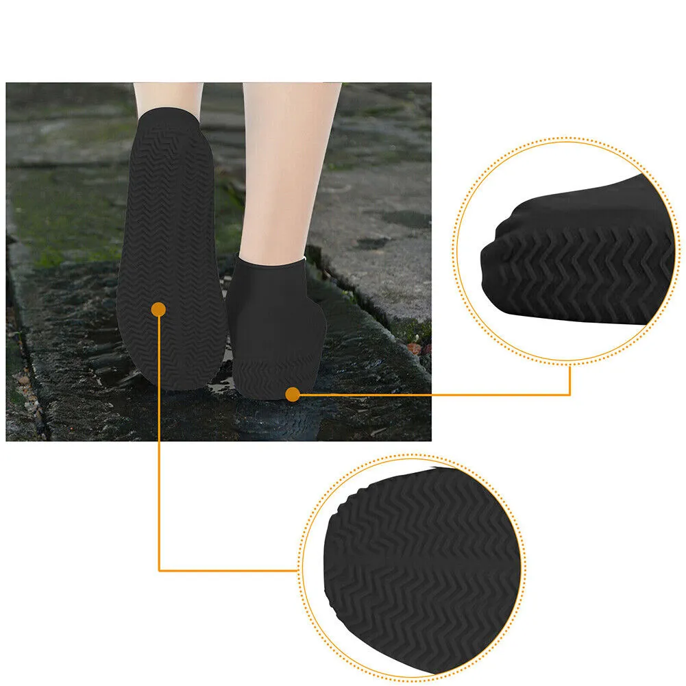 US 4-8 Pc Non-Slip Water Resistant Overshoes Silicone Rubber Rain Shoe Protector