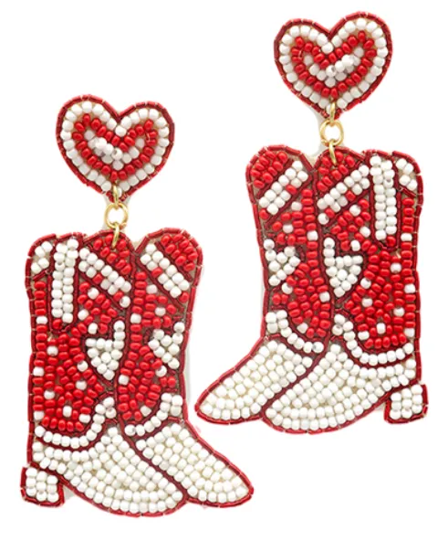 Valentine's Beaded Boots Earrings *2 Colors*